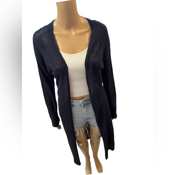 Beautiful navy blue duster length cardigan - Picture 4 of 7